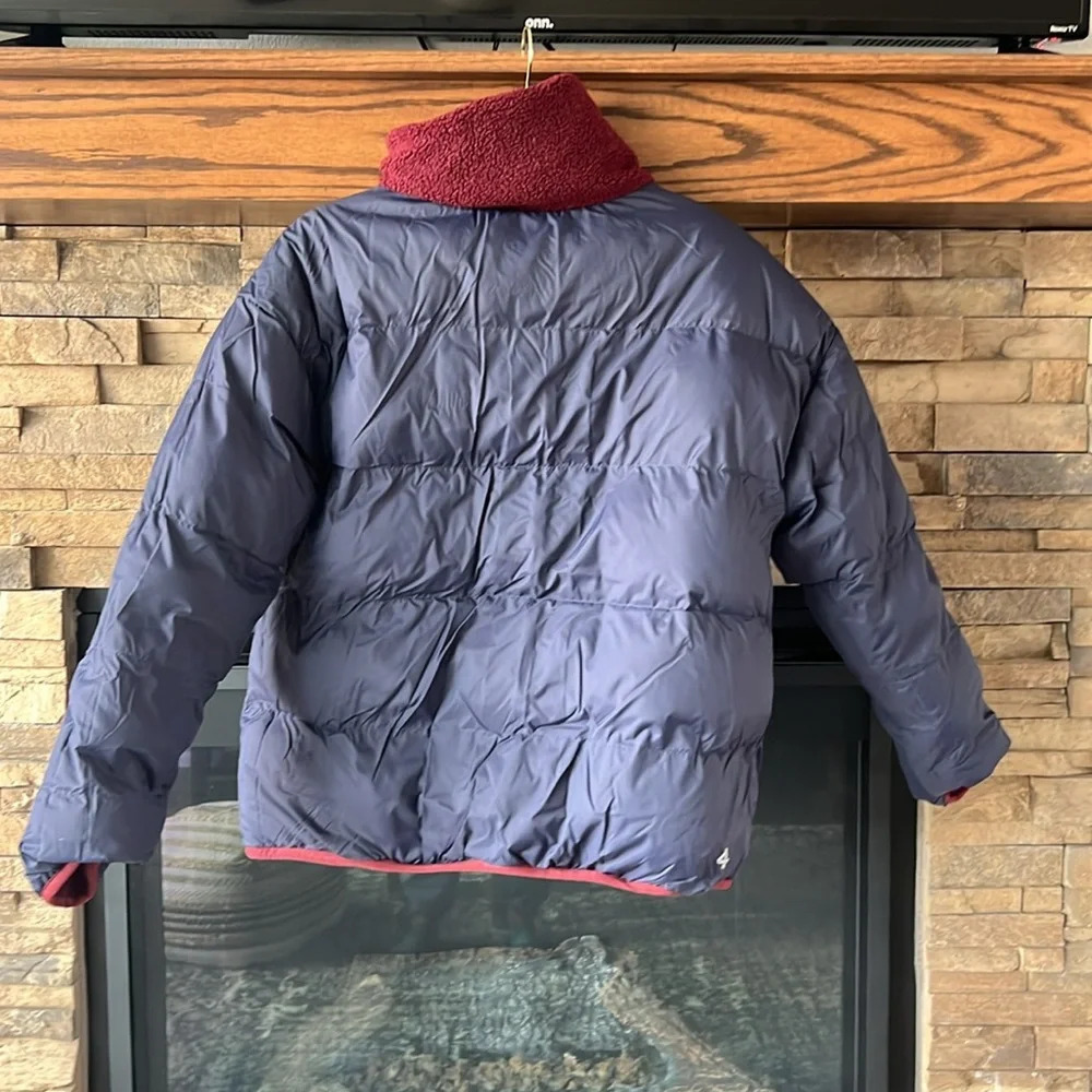 NWT Four 4 Laps Reversable Sherpa Down Filled Winter Jacket Blue Maroon - Picture 13 of 13